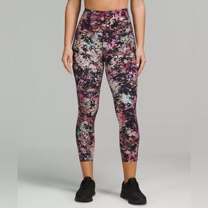 Only wore once- Lululemon Base Pace 23” Tights- Stencil Blossom Red Multi